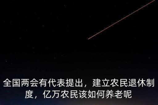 全國(guó)兩會(huì)有代表提出，建立農(nóng)民退休制度，億萬農(nóng)民該如何養(yǎng)老呢
