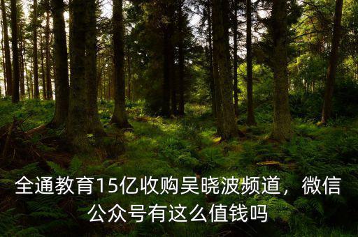 全通教育15億收購(gòu)吳曉波頻道，微信公眾號(hào)有這么值錢(qián)嗎
