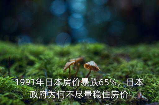 1991年日本房價暴跌65%，日本政府為何不盡量穩(wěn)住房價
