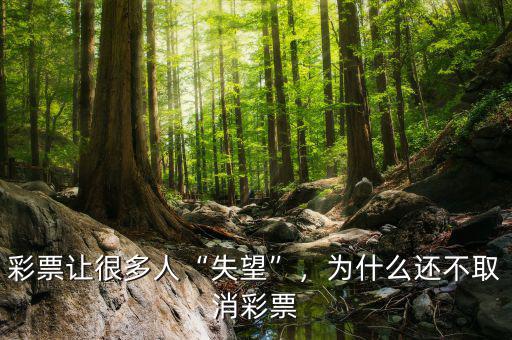 彩票讓很多人“失望”，為什么還不取消彩票