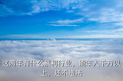 這兩年有什么暴利行業(yè)，能年入千萬(wàn)以上，還不違法