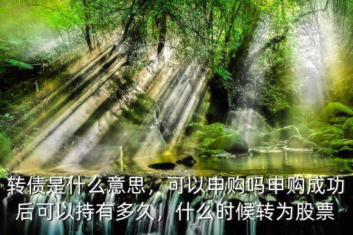 轉(zhuǎn)債是什么意思，可以申購(gòu)嗎申購(gòu)成功后可以持有多久，什么時(shí)候轉(zhuǎn)為股票