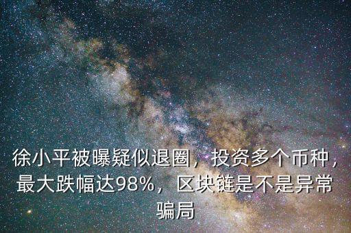 徐小平被曝疑似退圈，投資多個幣種，最大跌幅達(dá)98%，區(qū)塊鏈?zhǔn)遣皇钱惓ｒ_局