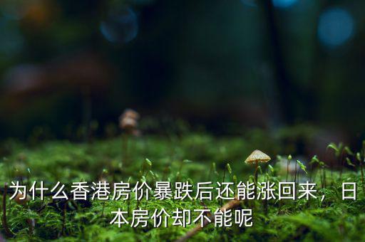 為什么香港房價暴跌后還能漲回來，日本房價卻不能呢