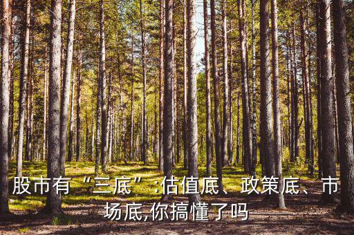 股市有“三底”:估值底、政策底、市場底,你搞懂了嗎