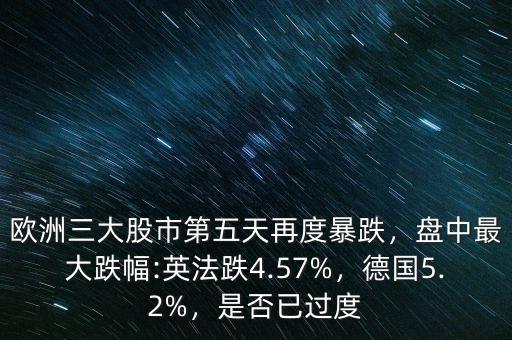 歐洲三大股市第五天再度暴跌，盤中最大跌幅:英法跌4.57%，德國(guó)5.2%，是否已過度