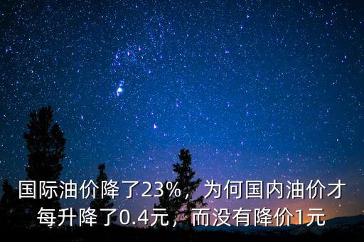 國際油價(jià)降了23%，為何國內(nèi)油價(jià)才每升降了0.4元，而沒有降價(jià)1元