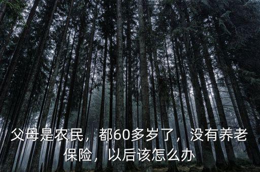 父母是農民，都60多歲了，沒有養(yǎng)老保險，以后該怎么辦
