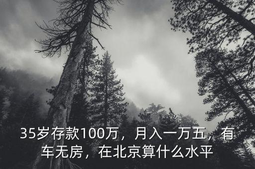 35歲存款100萬(wàn)，月入一萬(wàn)五，有車無(wú)房，在北京算什么水平