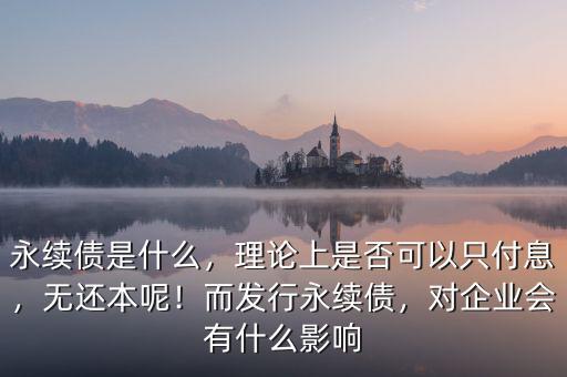 永續(xù)債是什么，理論上是否可以只付息，無(wú)還本呢！而發(fā)行永續(xù)債，對(duì)企業(yè)會(huì)有什么影響