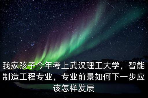 我家孩子今年考上武漢理工大學，智能制造工程專業(yè)，專業(yè)前景如何下一步應該怎樣發(fā)展