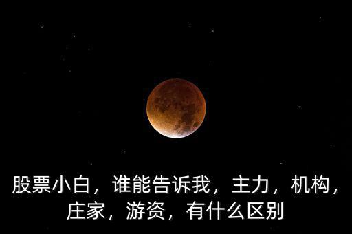 股票小白，誰能告訴我，主力，機構，莊家，游資，有什么區(qū)別