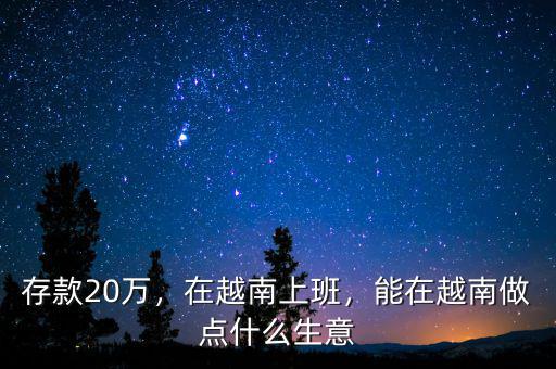 存款20萬，在越南上班，能在越南做點(diǎn)什么生意