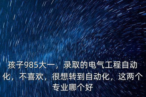 孩子985大一，錄取的電氣工程自動(dòng)化，不喜歡，很想轉(zhuǎn)到自動(dòng)化，這兩個(gè)專業(yè)哪個(gè)好