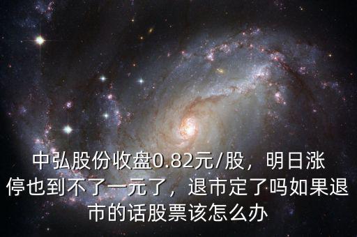 中弘股份收盤0.82元/股，明日漲停也到不了一元了，退市定了嗎如果退市的話股票該怎么辦