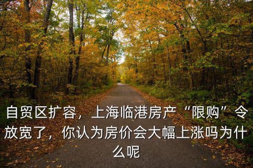 自貿(mào)區(qū)擴容，上海臨港房產(chǎn)“限購”令放寬了，你認為房價會大幅上漲嗎為什么呢