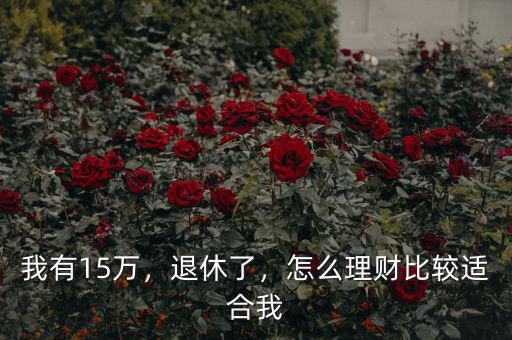 我有15萬，退休了，怎么理財比較適合我