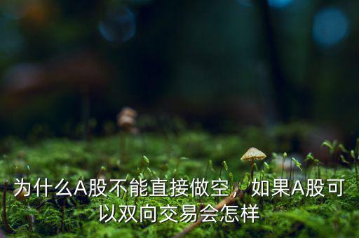 為什么A股不能直接做空，如果A股可以雙向交易會怎樣