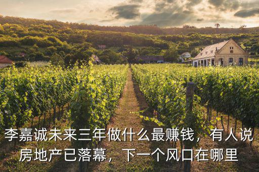 李嘉誠(chéng)未來(lái)三年做什么最賺錢，有人說(shuō)房地產(chǎn)已落幕，下一個(gè)風(fēng)口在哪里
