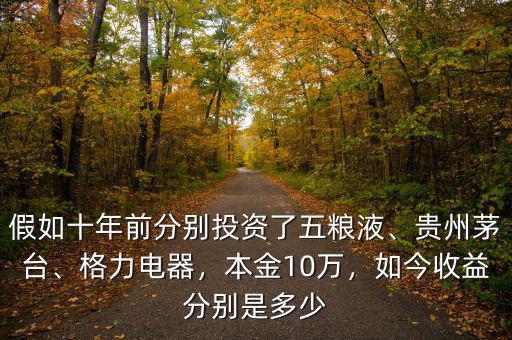 假如十年前分別投資了五糧液、貴州茅臺(tái)、格力電器，本金10萬(wàn)，如今收益分別是多少