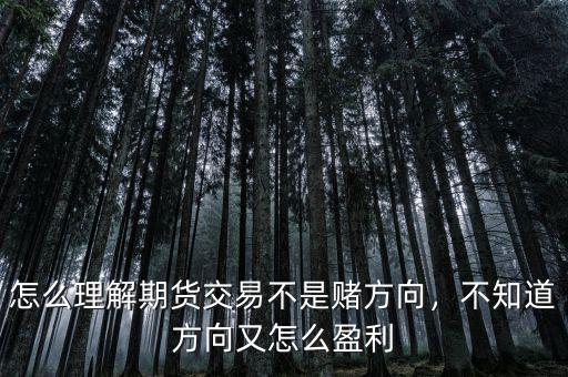 怎么理解期貨交易不是賭方向，不知道方向又怎么盈利