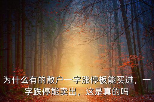 為什么有的散戶一字漲停板能買進，一字跌停能賣出，這是真的嗎