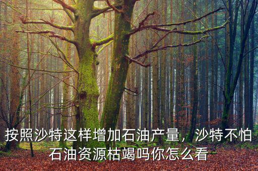 按照沙特這樣增加石油產(chǎn)量，沙特不怕石油資源枯竭嗎你怎么看