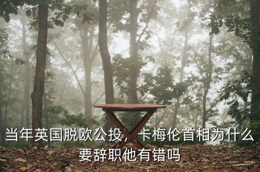 當年英國脫歐公投，卡梅倫首相為什么要辭職他有錯嗎