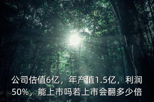 公司估值6億，年產(chǎn)值1.5億，利潤50%，能上市嗎若上市會翻多少倍