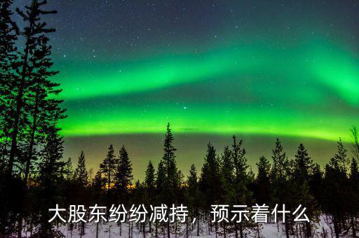 大股東紛紛減持，預(yù)示著什么