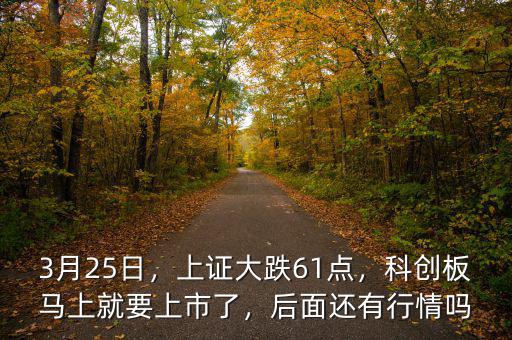 3月25日，上證大跌61點，科創(chuàng)板馬上就要上市了，后面還有行情嗎