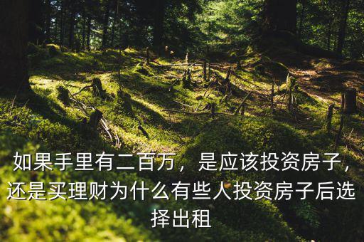 如果手里有二百萬，是應(yīng)該投資房子，還是買理財為什么有些人投資房子后選擇出租
