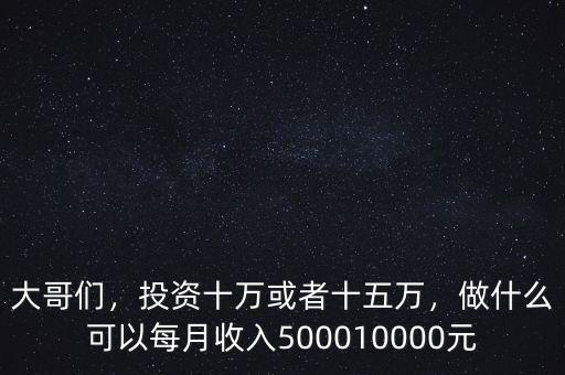 大哥們，投資十萬或者十五萬，做什么可以每月收入500010000元