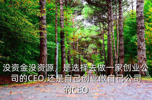 沒資金沒資源，是選擇去做一家創(chuàng)業(yè)公司的CEO,還是自己創(chuàng)業(yè)做自己公司的CEO