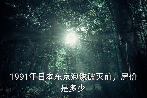 1991年日本東京泡沫破滅前，房價(jià)是多少