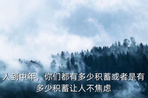 人到中年，你們都有多少積蓄或者是有多少積蓄讓人不焦慮