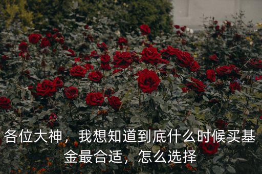 各位大神，我想知道到底什么時候買基金最合適，怎么選擇