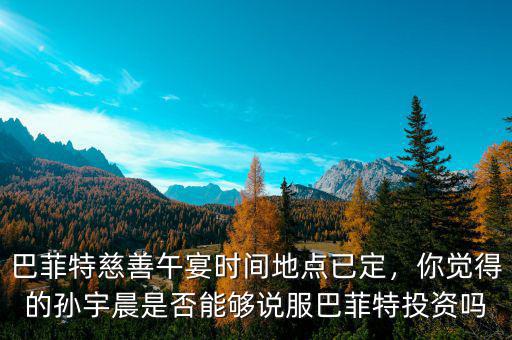 巴菲特慈善午宴時(shí)間地點(diǎn)已定，你覺得的孫宇晨是否能夠說服巴菲特投資嗎