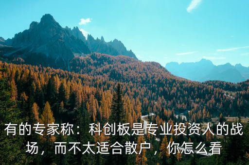 有的專家稱：科創(chuàng)板是專業(yè)投資人的戰(zhàn)場，而不太適合散戶，你怎么看