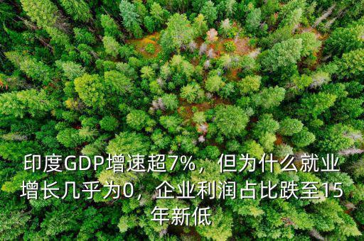 印度GDP增速超7%，但為什么就業(yè)增長幾乎為0，企業(yè)利潤占比跌至15年新低