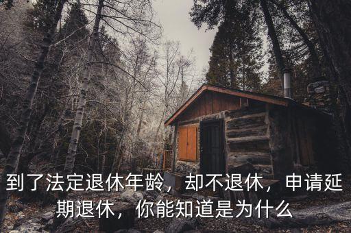 到了法定退休年齡，卻不退休，申請(qǐng)延期退休，你能知道是為什么