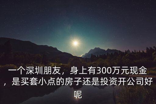 一個(gè)深圳朋友，身上有300萬元現(xiàn)金，是買套小點(diǎn)的房子還是投資開公司好呢