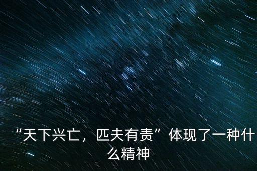 “天下興亡，匹夫有責(zé)”體現(xiàn)了一種什么精神