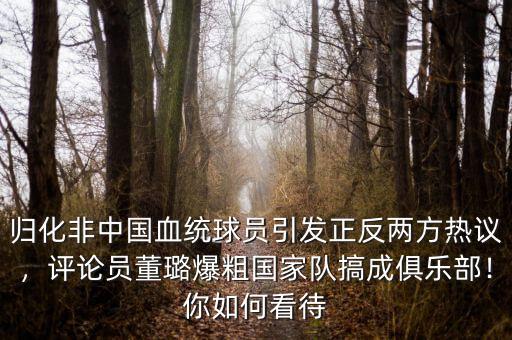 歸化非中國血統(tǒng)球員引發(fā)正反兩方熱議，評(píng)論員董璐爆粗國家隊(duì)搞成俱樂部！你如何看待