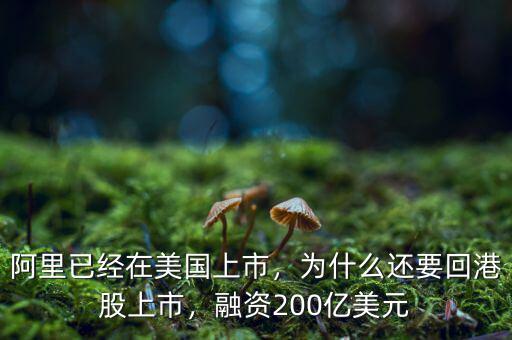 阿里已經(jīng)在美國上市，為什么還要回港股上市，融資200億美元