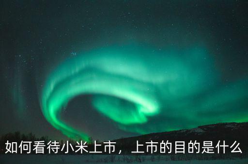 如何看待小米上市，上市的目的是什么