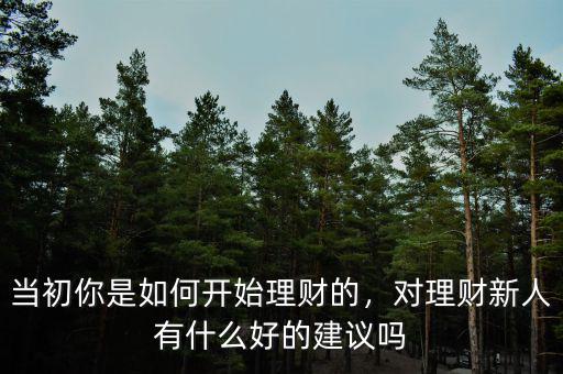 當(dāng)初你是如何開始理財?shù)?，對理財新人有什么好的建議嗎