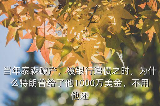 當(dāng)年泰森破產(chǎn)，被銀行追債之時(shí)，為什么特朗普給了他1000萬(wàn)美金，不用他還