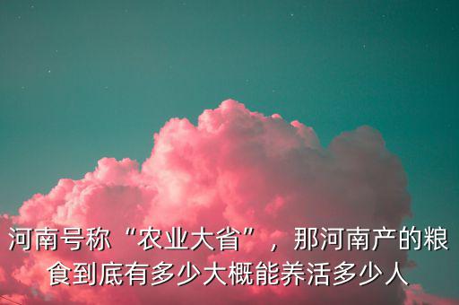 河南號(hào)稱“農(nóng)業(yè)大省”，那河南產(chǎn)的糧食到底有多少大概能養(yǎng)活多少人