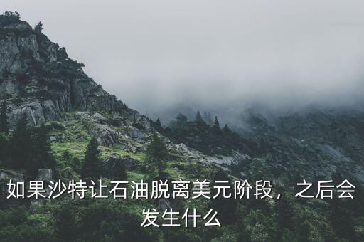 如果沙特讓石油脫離美元階段，之后會(huì)發(fā)生什么